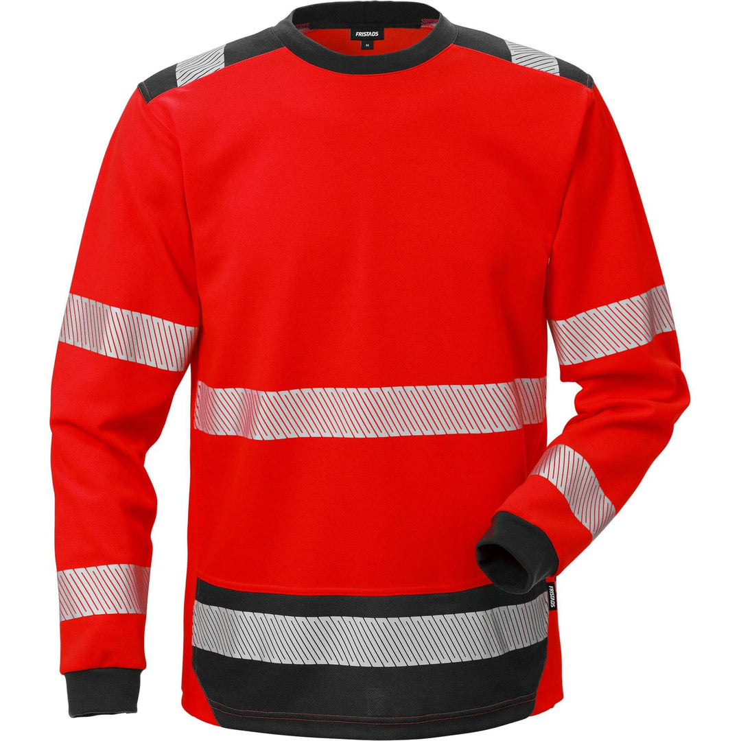 Fristads Hi-Vis UV Protective Moisture-Wicking Long Sleeve T-Shirt Class 3 - 7724 THV Hi-Vis Red/Black Front1#colour_hi-vis-red-black