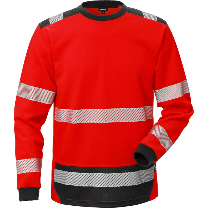 Fristads Hi-Vis UV Protective Moisture-Wicking Long Sleeve T-Shirt Class 3 - 7724 THV Hi-Vis Red/Black Front1#colour_hi-vis-red-black