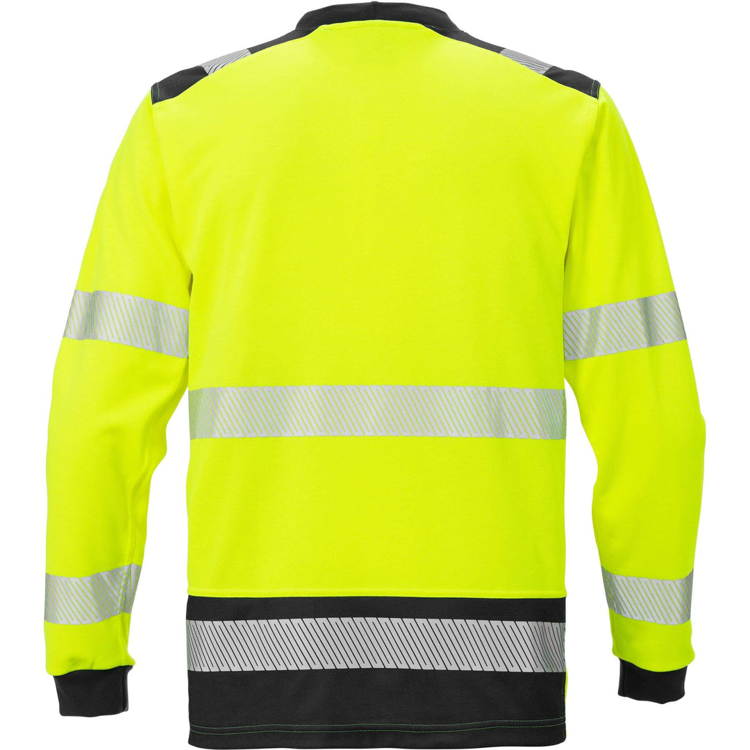 Fristads Hi-Vis UV Protective Moisture-Wicking Long Sleeve T-Shirt Class 3 - 7724 THV Hi-Vis Yellow/Black Back1#colour_hi-vis-yellow-black