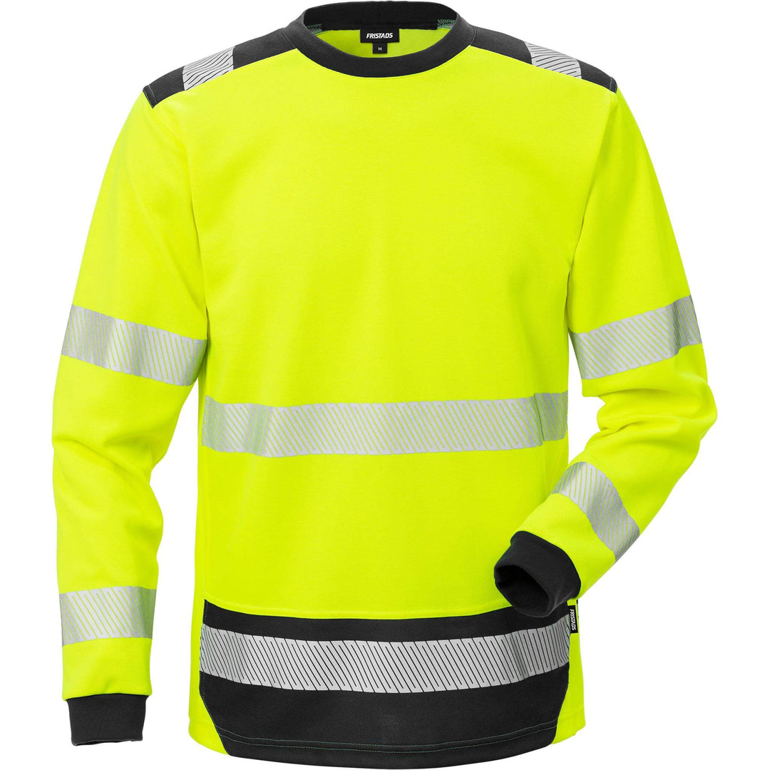 Fristads Hi-Vis UV Protective Moisture-Wicking Long Sleeve T-Shirt Class 3 - 7724 THV Hi-Vis Yellow/Black Front1#colour_hi-vis-yellow-black
