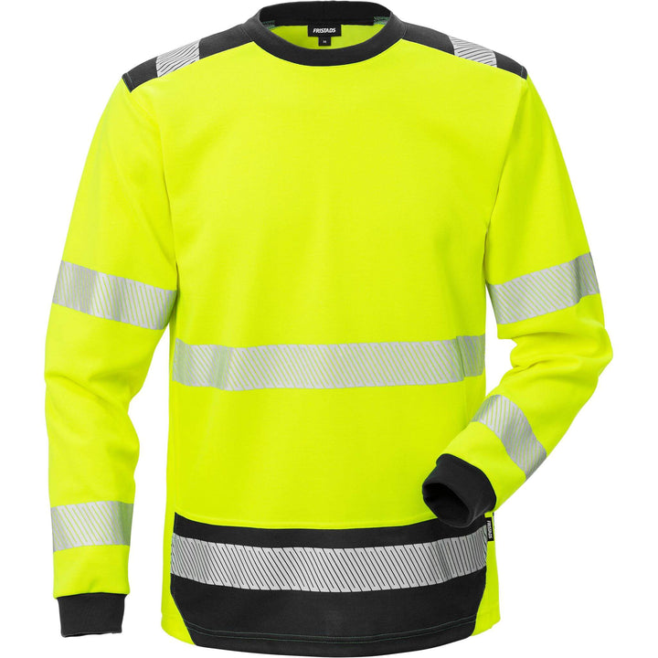 Fristads Hi-Vis UV Protective Moisture-Wicking Long Sleeve T-Shirt Class 3 - 7724 THV Hi-Vis Yellow/Black Front1#colour_hi-vis-yellow-black