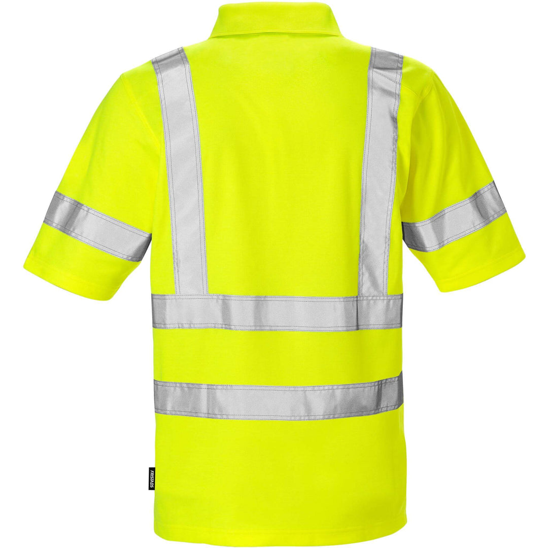 Fristads Hi-Vis UV Protective Moisture-Wicking Polo Shirt Class 3 - 7025 PHV Hi-Vis Yellow Back1#colour_hi-vis-yellow