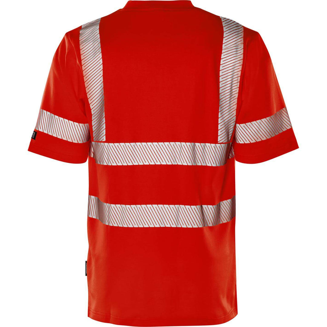 Fristads Hi-Vis UV Protective Moisture-Wicking T-Shirt Class 2 - 7407 THV Hi-Vis Red Back1#colour_hi-vis-red
