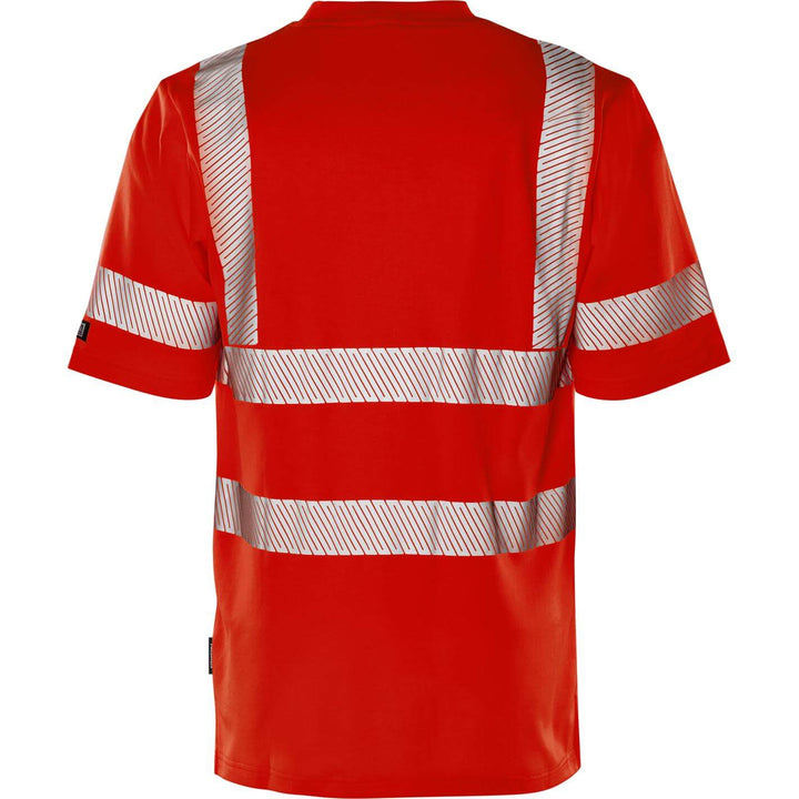 Fristads Hi-Vis UV Protective Moisture-Wicking T-Shirt Class 2 - 7407 THV Hi-Vis Red Back1#colour_hi-vis-red