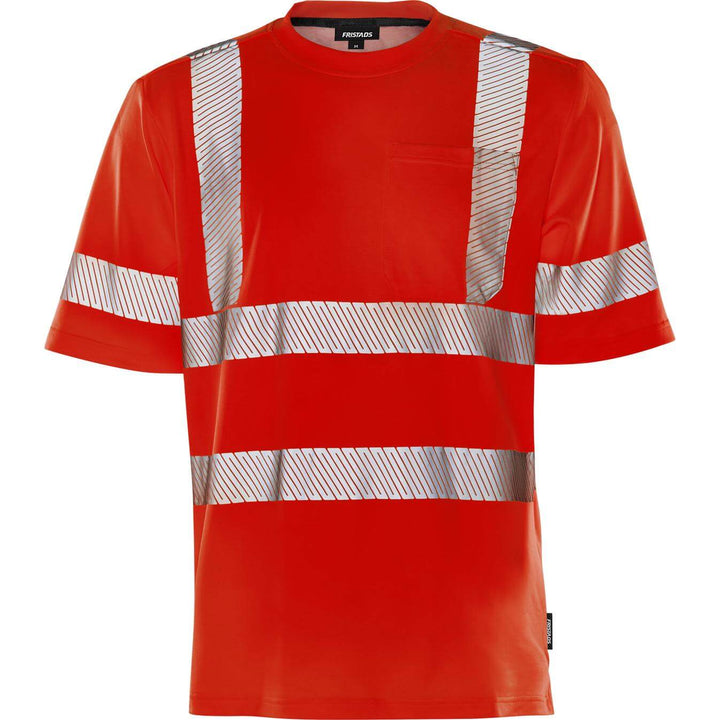 Fristads Hi-Vis UV Protective Moisture-Wicking T-Shirt Class 2 - 7407 THV Hi-Vis Red Front1#colour_hi-vis-red