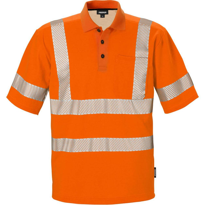 Fristads Hi-Vis UV Protective Polo Shirt Class 2 - 7406 GPHV Hi-Vis Orange Front1#colour_hi-vis-orange