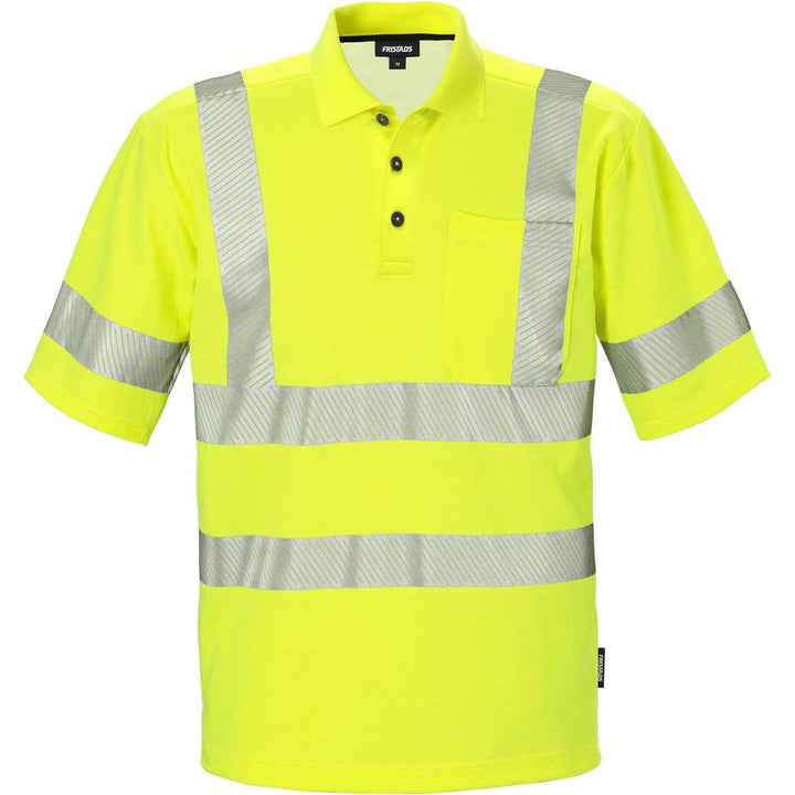 Fristads Hi-Vis UV Protective Polo Shirt Class 2 - 7406 GPHV Hi-Vis Yellow Front1#colour_hi-vis-yellow
