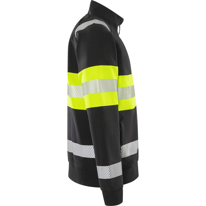 Fristads Hi-Vis UV-Protective Sweatshirt Jacket Class 1 - 7531 GKC Hi-Vis Yellow/Black Back3#colour_hi-vis-yellow-black