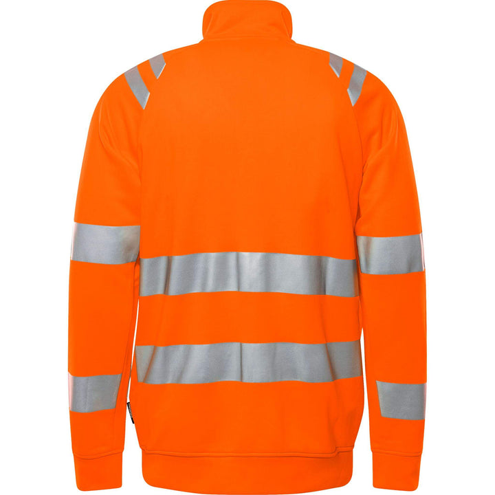 Fristads Hi-Vis UV-Protective Sweatshirt Jacket Class 3 - 7863 GPSW Hi-Vis Orange Back1#colour_hi-vis-orange