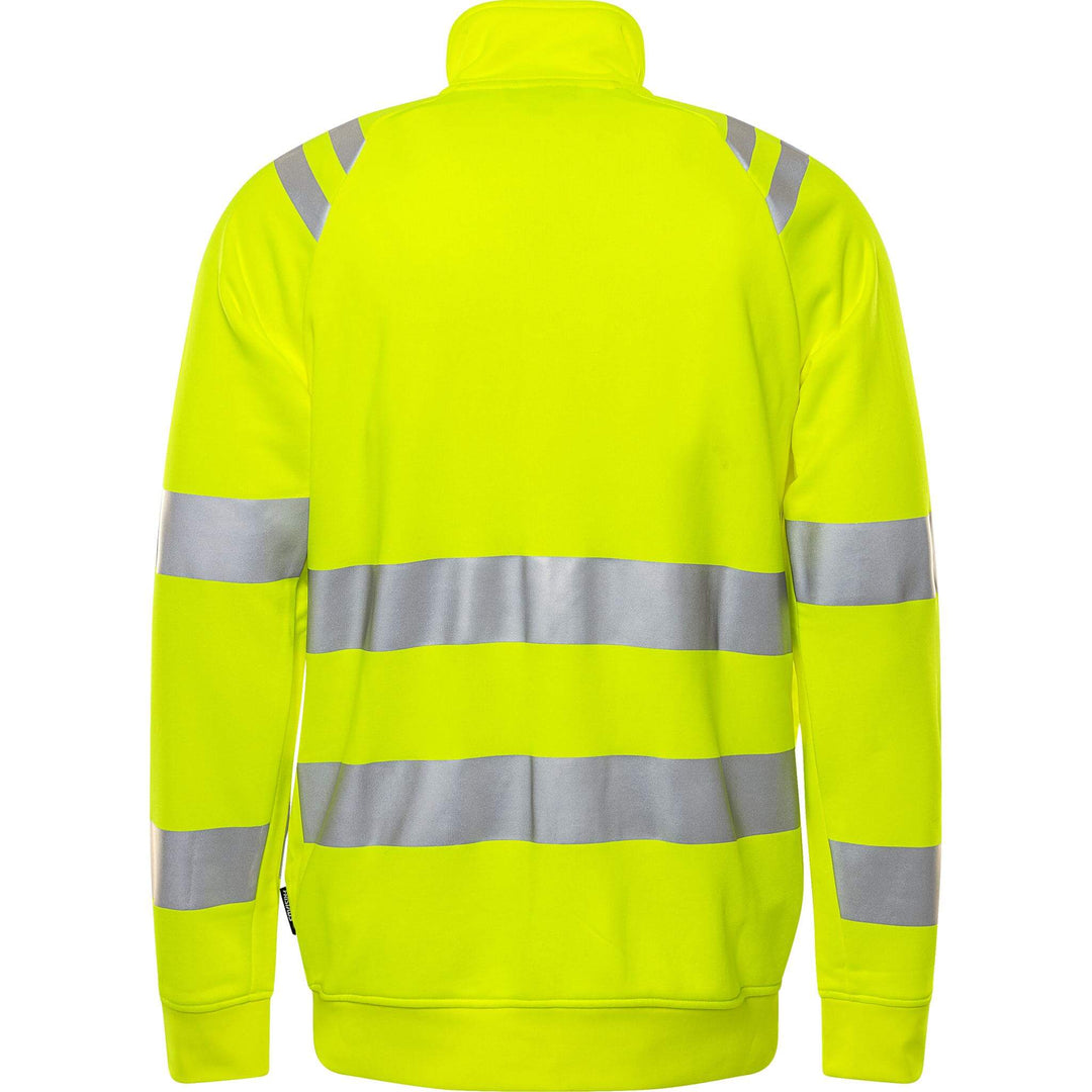 Fristads Hi-Vis UV-Protective Sweatshirt Jacket Class 3 - 7863 GPSW Hi-Vis Yellow Back1#colour_hi-vis-yellow