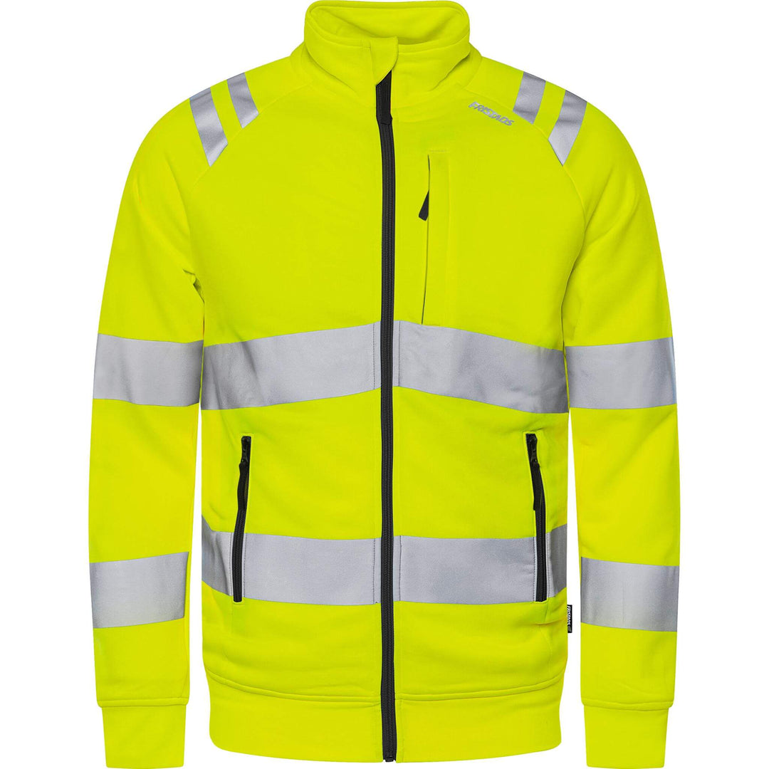 Fristads Hi-Vis UV-Protective Sweatshirt Jacket Class 3 - 7863 GPSW Hi-Vis Yellow Front1#colour_hi-vis-yellow