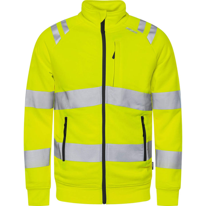 Fristads Hi-Vis UV-Protective Sweatshirt Jacket Class 3 - 7863 GPSW Hi-Vis Yellow Front1#colour_hi-vis-yellow