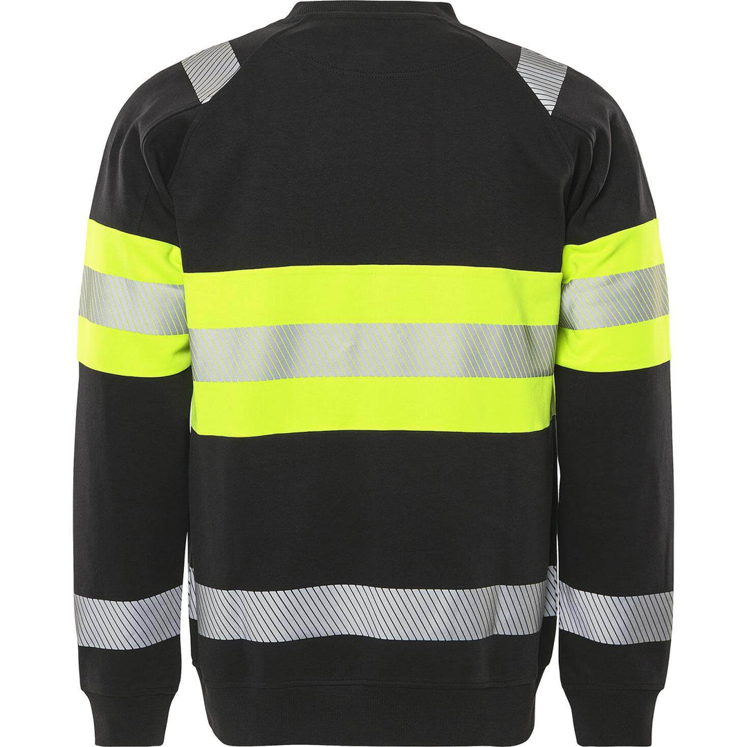 Fristads Hi-Vis UV_Protective Sweatshirt Class 1 - 7530 GKC Hi-Vis Yellow/Black Back1#colour_hi-vis-yellow-black
