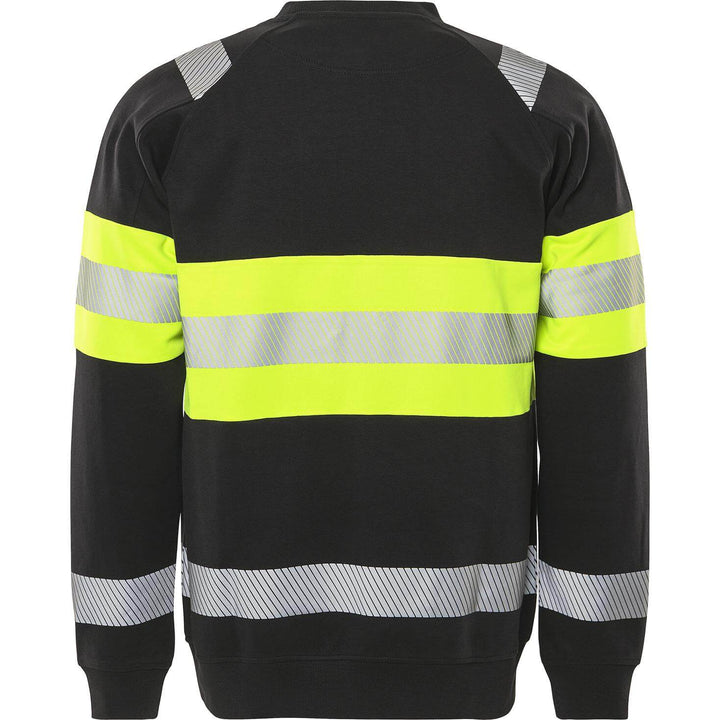 Fristads Hi-Vis UV_Protective Sweatshirt Class 1 - 7530 GKC Hi-Vis Yellow/Black Back1#colour_hi-vis-yellow-black