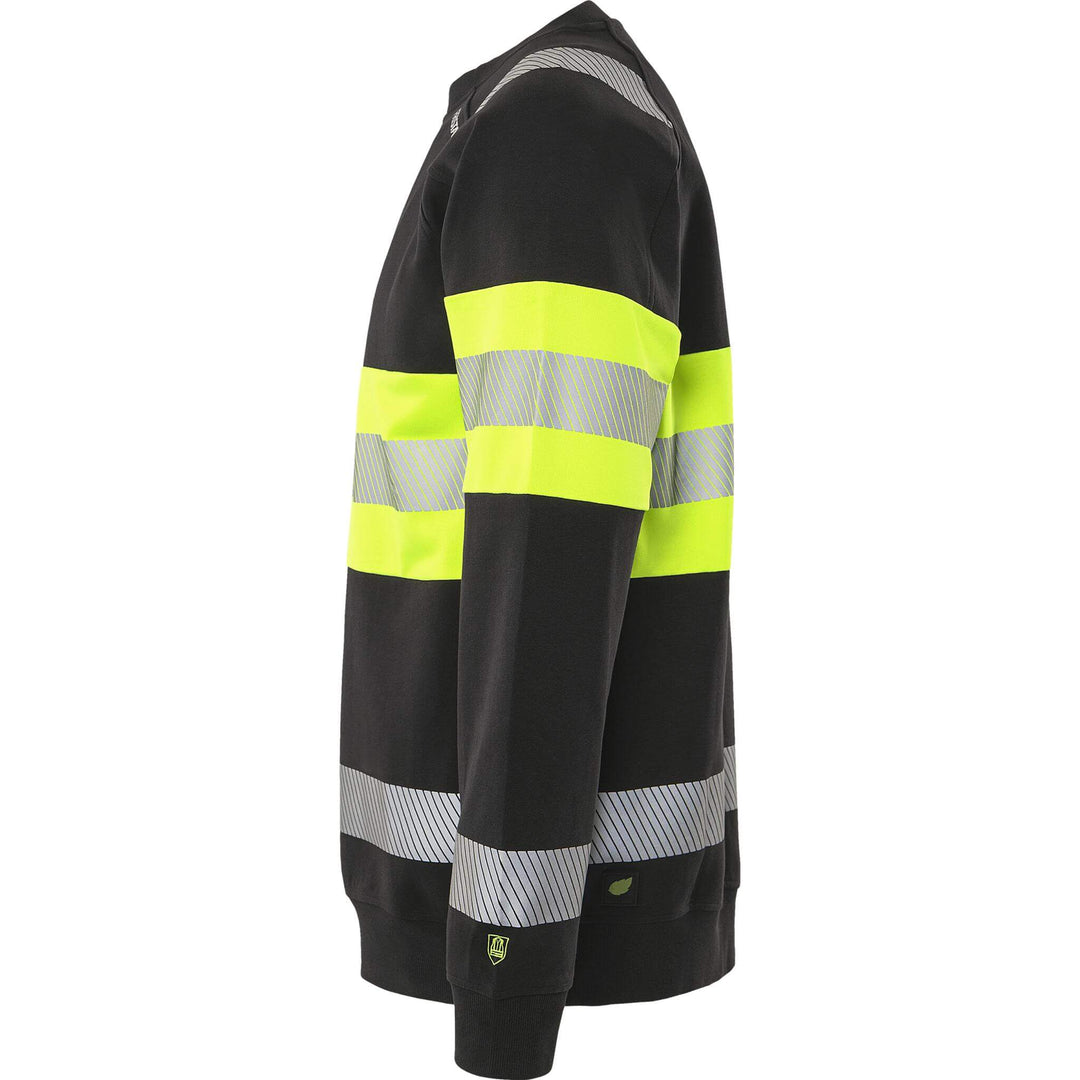 Fristads Hi-Vis UV_Protective Sweatshirt Class 1 - 7530 GKC Hi-Vis Yellow/Black Back2#colour_hi-vis-yellow-black
