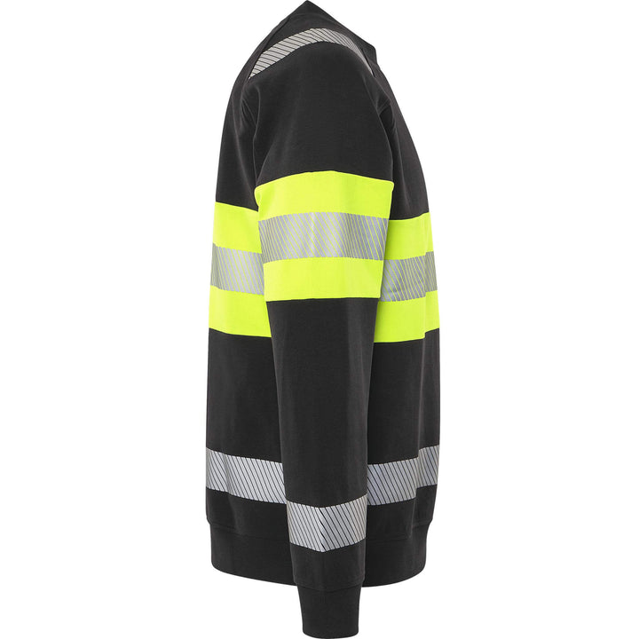 Fristads Hi-Vis UV_Protective Sweatshirt Class 1 - 7530 GKC Hi-Vis Yellow/Black Back3#colour_hi-vis-yellow-black