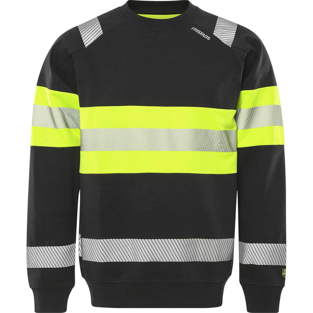 Fristads Hi-Vis UV_Protective Sweatshirt Class 1 - 7530 GKC Hi-Vis Yellow/Black Front1#colour_hi-vis-yellow-black