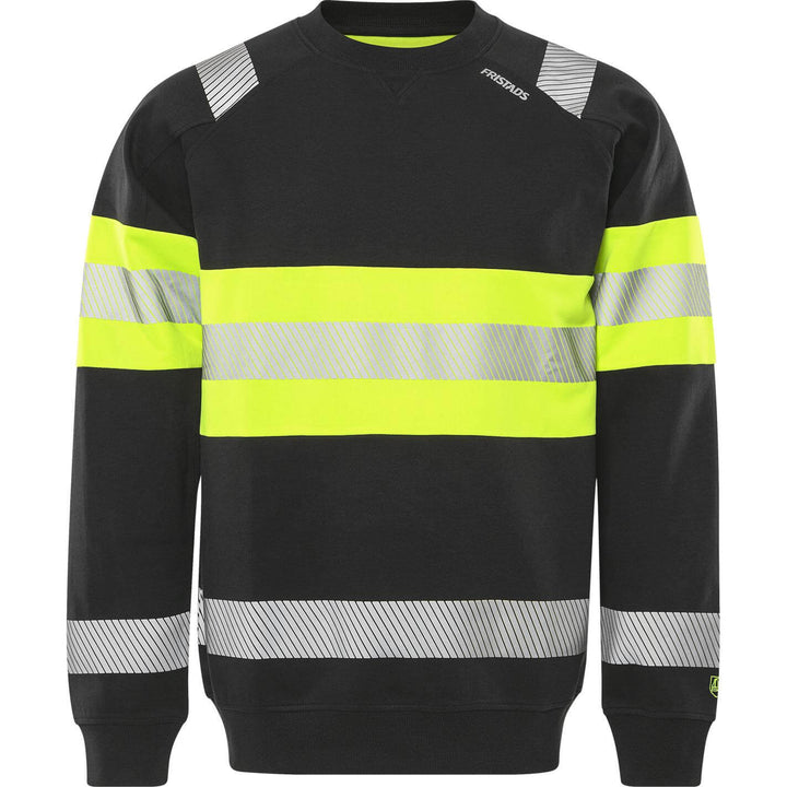 Fristads Hi-Vis UV_Protective Sweatshirt Class 1 - 7530 GKC Hi-Vis Yellow/Black Front1#colour_hi-vis-yellow-black