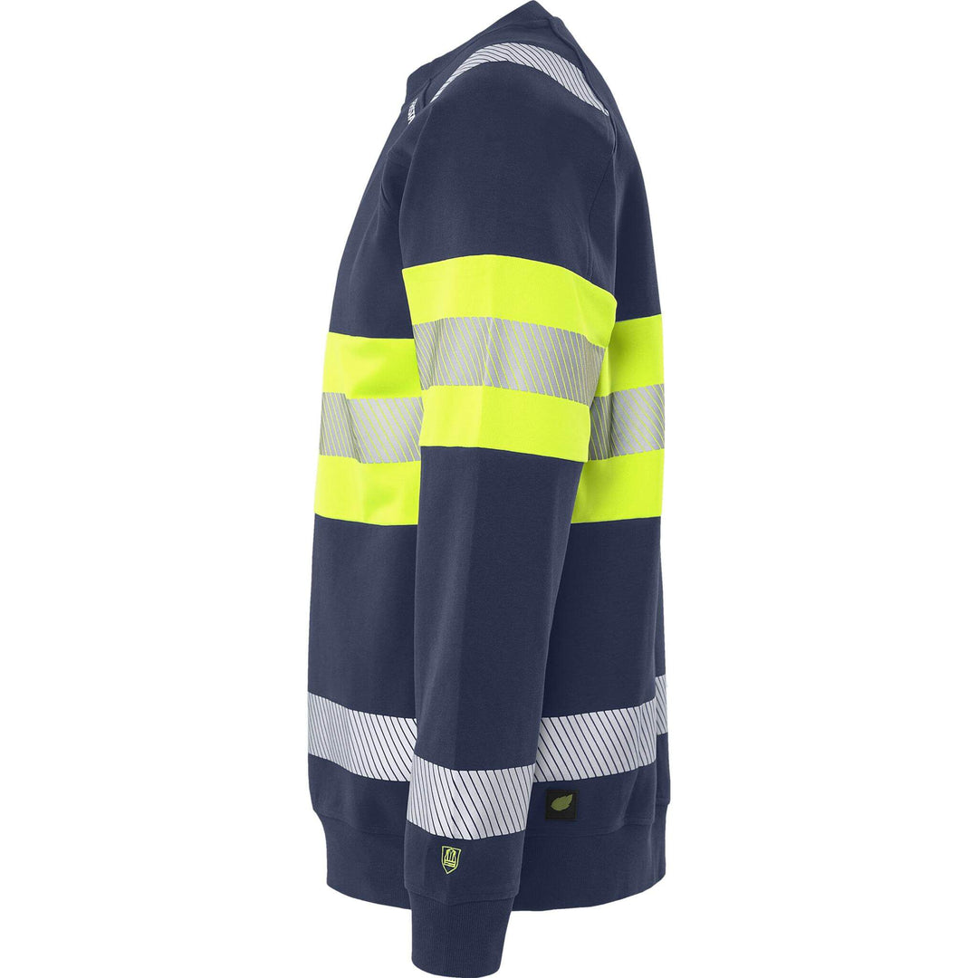 Fristads Hi-Vis UV_Protective Sweatshirt Class 1 - 7530 GKC Hi-Vis Yellow/Navy Back2#colour_hi-vis-yellow-navy