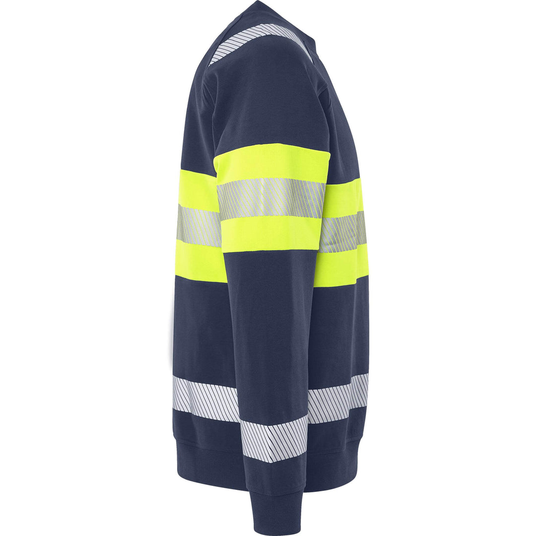 Fristads Hi-Vis UV_Protective Sweatshirt Class 1 - 7530 GKC Hi-Vis Yellow/Navy Back3#colour_hi-vis-yellow-navy