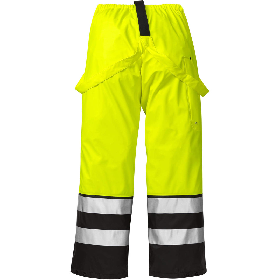 Fristads Hi-Vis Waterproof Breathable Elasticated Waist Rain Trousers Class 2 - 2625 RS Hi-Vis Yellow/Black Back1#colour_hi-vis-yellow-black