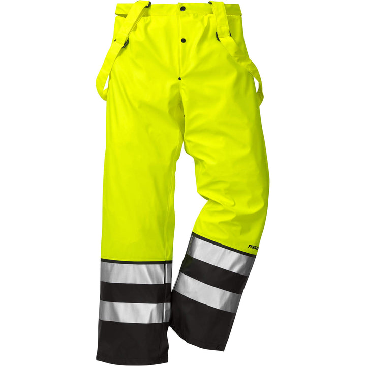 Fristads Hi-Vis Waterproof Breathable Elasticated Waist Rain Trousers Class 2 - 2625 RS Hi-Vis Yellow/Black Front1#colour_hi-vis-yellow-black