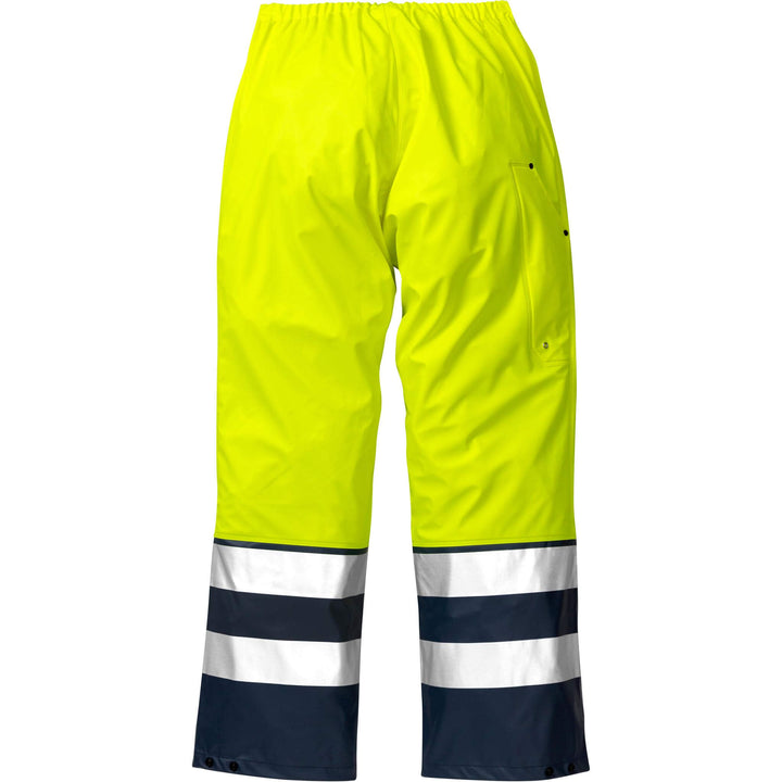 Fristads Hi-Vis Waterproof Breathable Elasticated Waist Rain Trousers Class 2 - 2625 RS Hi-Vis Yellow/Navy Back2#colour_hi-vis-yellow-navy