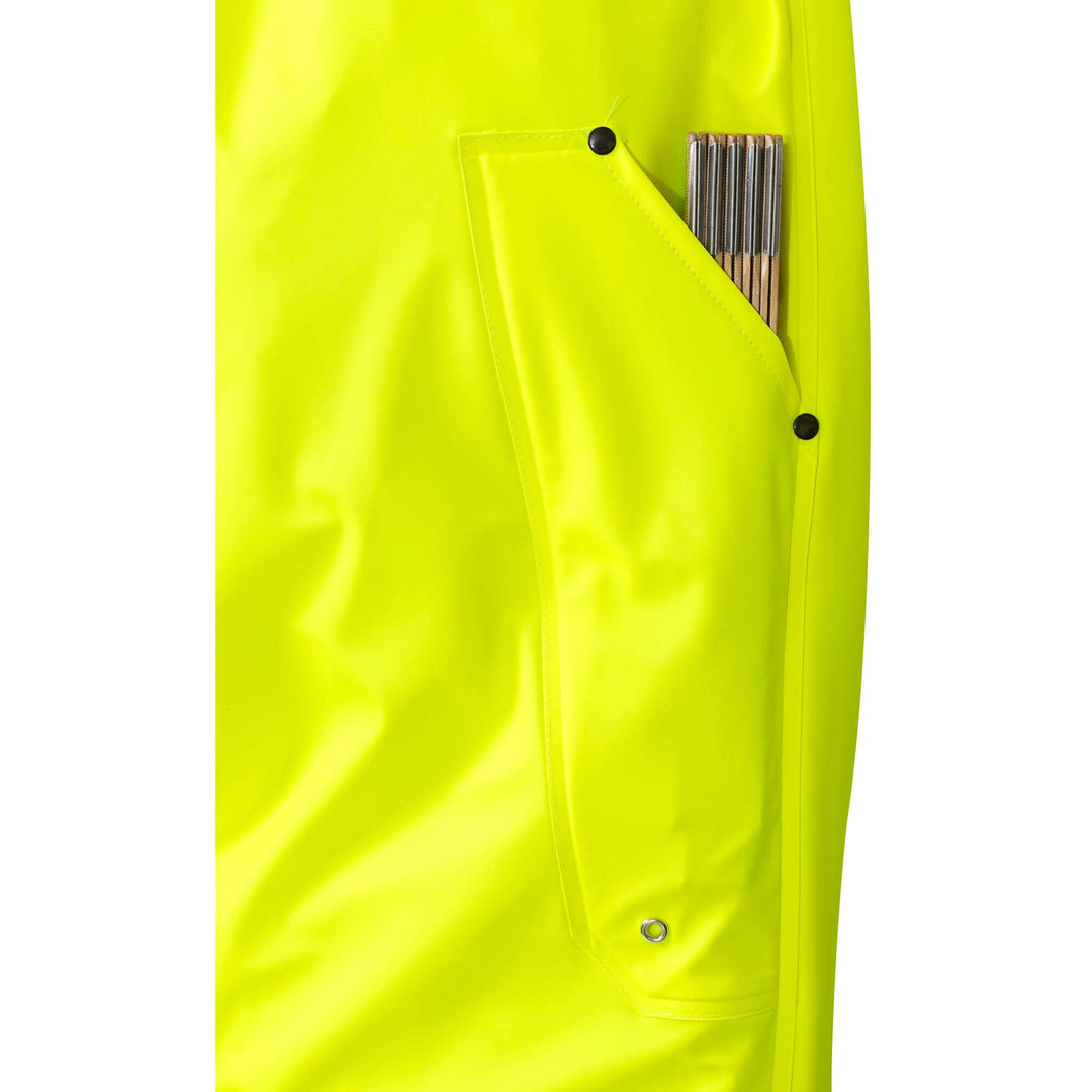 Fristads Hi-Vis Waterproof Breathable Elasticated Waist Rain Trousers Class 2 - 2625 RS Hi-Vis Yellow/Navy Detail1#colour_hi-vis-yellow-navy