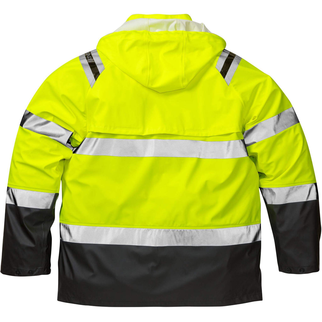Fristads Hi-Vis Waterproof Breathable Rain Jacket Class 3 - 4624 RS Hi-Vis Yellow/Black Back1#colour_hi-vis-yellow-black