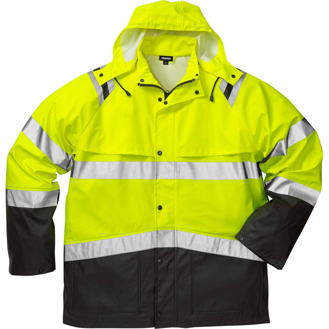 Fristads Hi-Vis Waterproof Breathable Rain Jacket Class 3 - 4624 RS Hi-Vis Yellow/Black Front1#colour_hi-vis-yellow-black