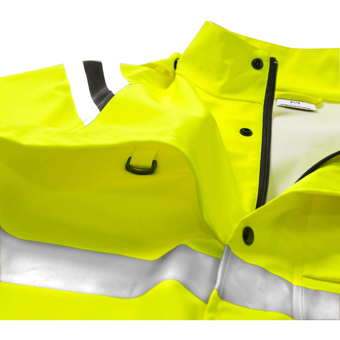 Fristads Hi-Vis Waterproof Breathable Rain Jacket Class 3 - 4624 RS Hi-Vis Yellow/Navy Detail1#colour_hi-vis-yellow-navy