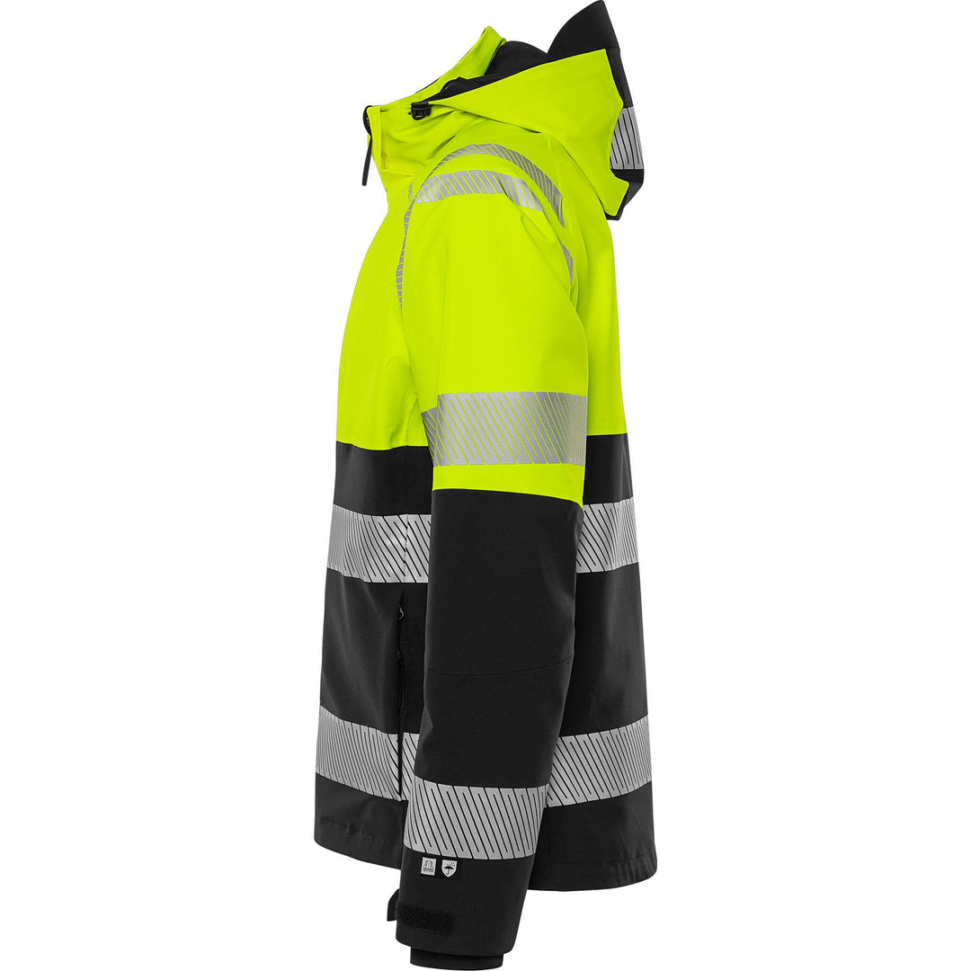 Fristads Hi-Vis Waterproof Breathable Ripstop Stretch Shell Jacket Class 1 - 4690 GLS Hi-Vis Yellow/Black Back2#colour_hi-vis-yellow-black