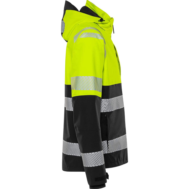 Fristads Hi-Vis Waterproof Breathable Ripstop Stretch Shell Jacket Class 1 - 4690 GLS Hi-Vis Yellow/Black Back3#colour_hi-vis-yellow-black