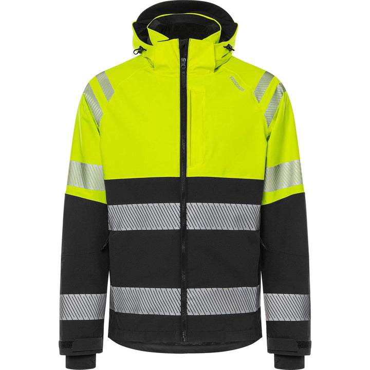 Fristads Hi-Vis Waterproof Breathable Ripstop Stretch Shell Jacket Class 1 - 4690 GLS Hi-Vis Yellow/Black Front1#colour_hi-vis-yellow-black