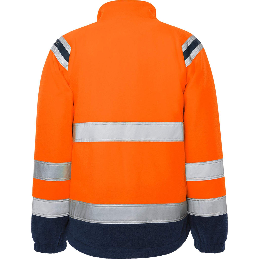 Fristads Hi-Vis Windproof Fleece Jacket Class 3 - 4041 FE Hi-Vis Orange/Navy Back1#colour_hi-vis-orange-navy