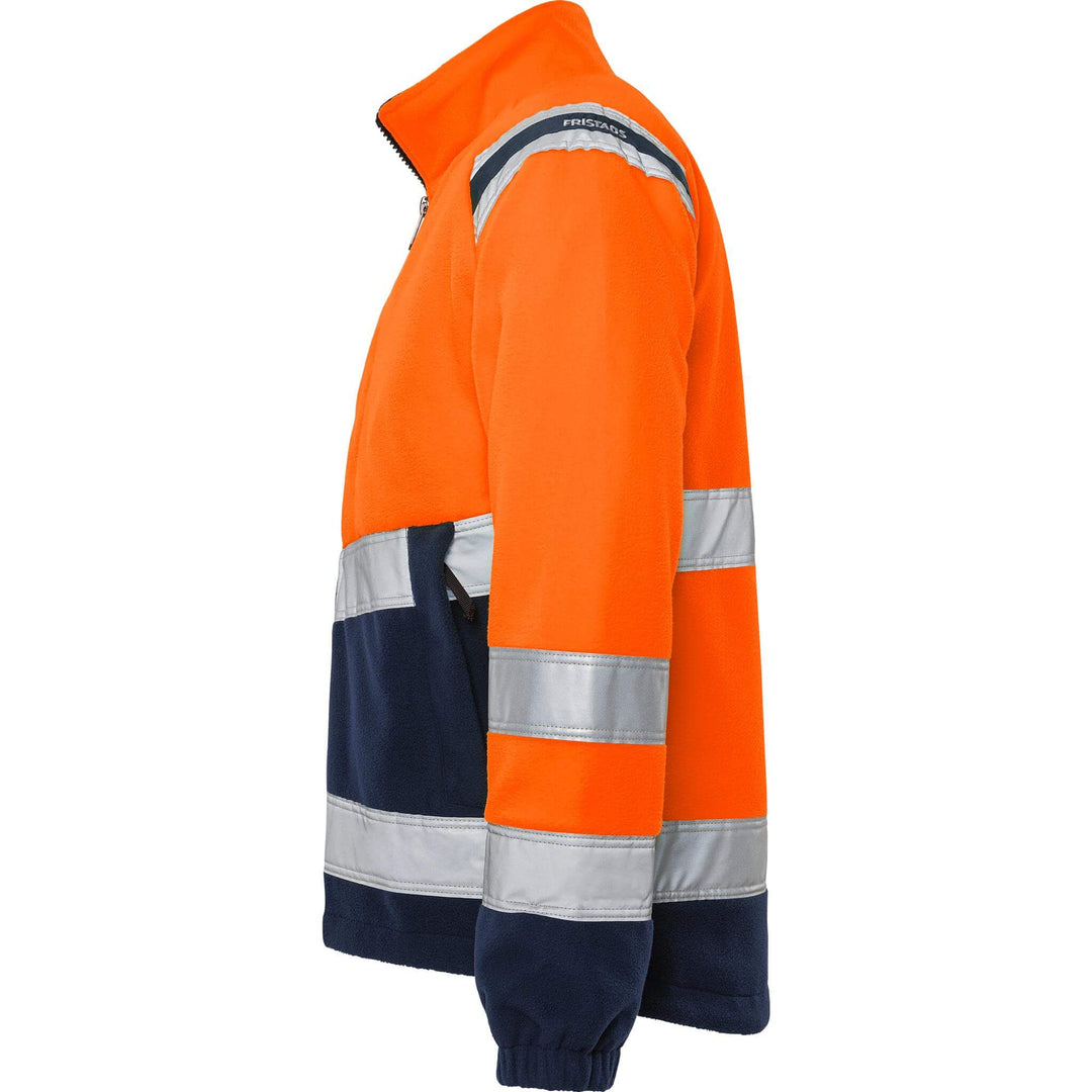 Fristads Hi-Vis Windproof Fleece Jacket Class 3 - 4041 FE Hi-Vis Orange/Navy Back2#colour_hi-vis-orange-navy
