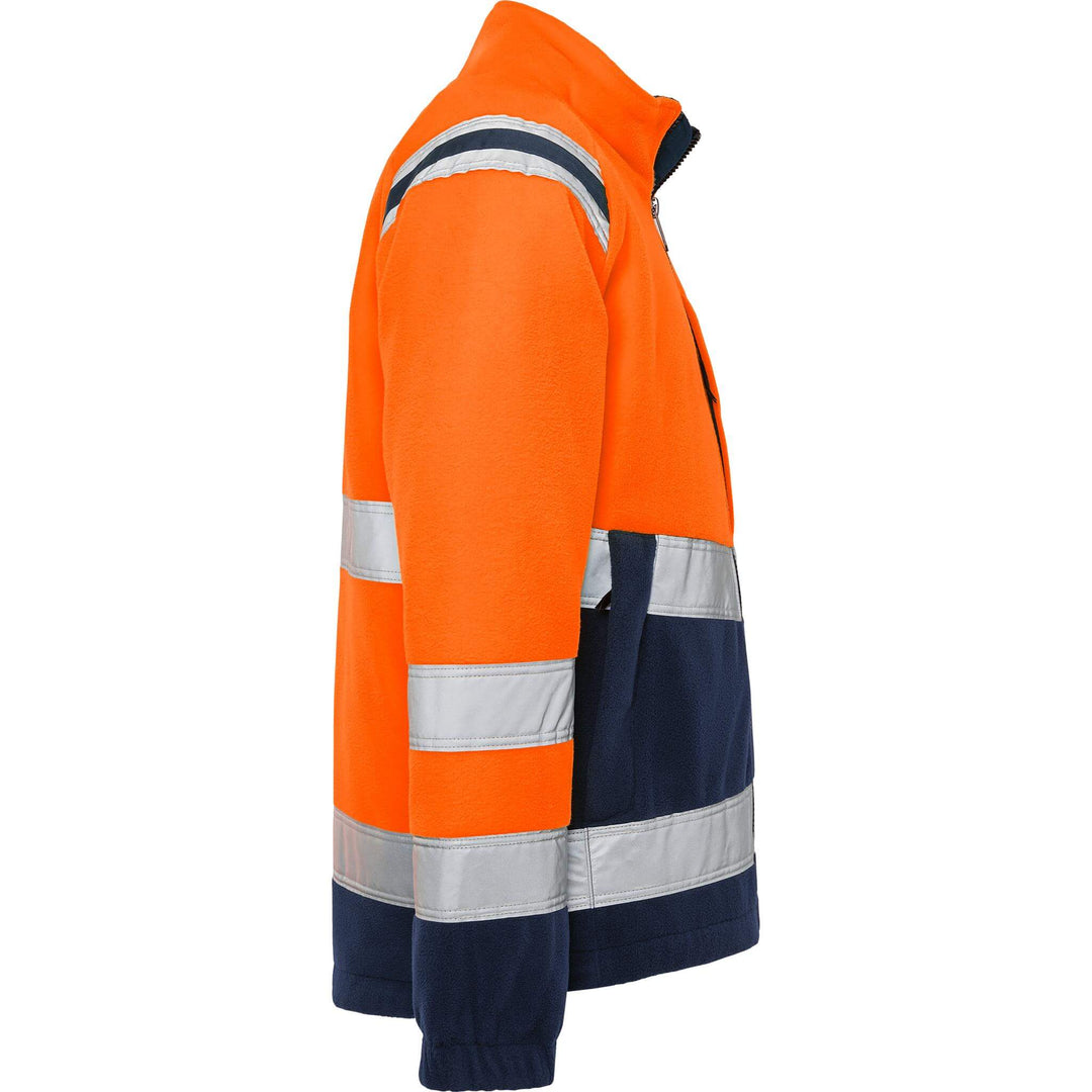 Fristads Hi-Vis Windproof Fleece Jacket Class 3 - 4041 FE Hi-Vis Orange/Navy Back3#colour_hi-vis-orange-navy