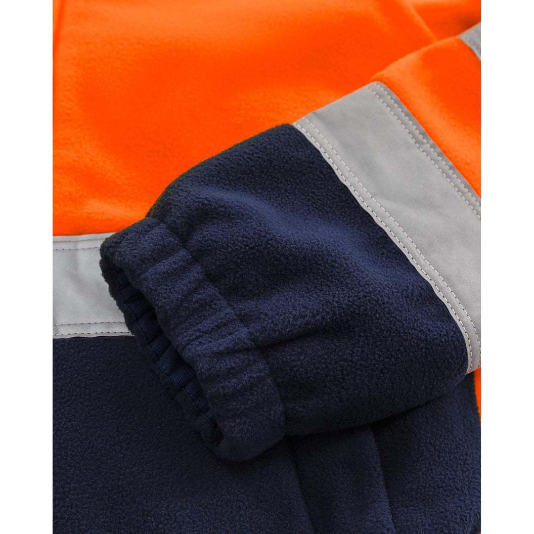 Fristads Hi-Vis Windproof Fleece Jacket Class 3 - 4041 FE Hi-Vis Orange/Navy Detail1#colour_hi-vis-orange-navy