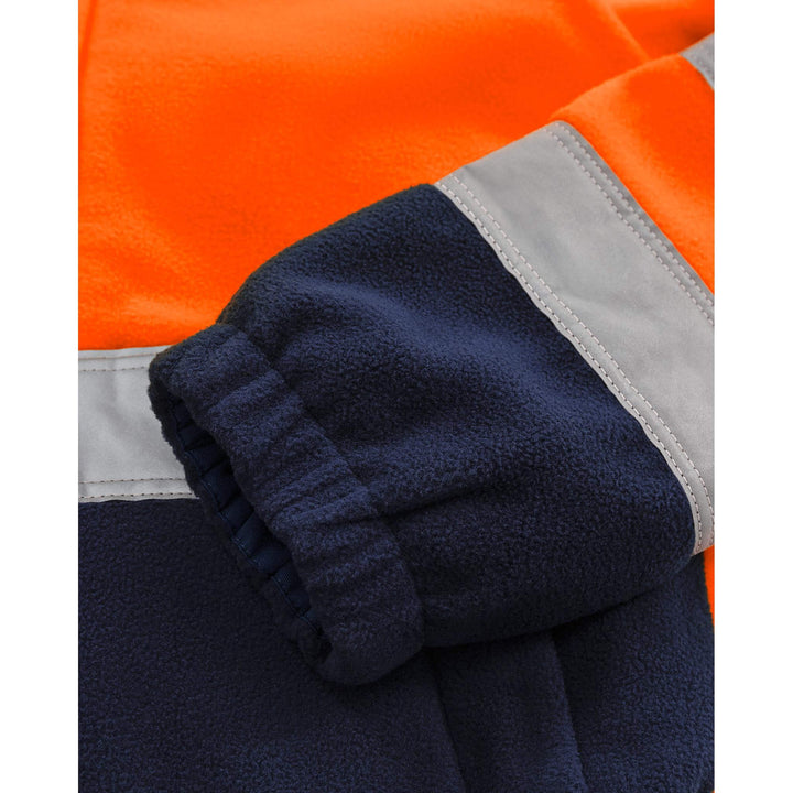 Fristads Hi-Vis Windproof Fleece Jacket Class 3 - 4041 FE Hi-Vis Orange/Navy Detail1#colour_hi-vis-orange-navy