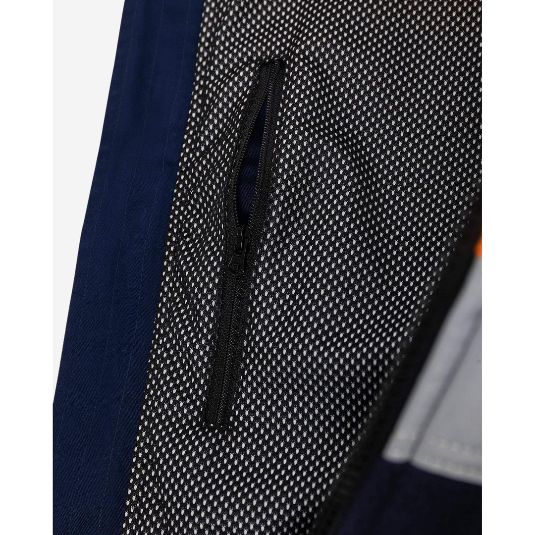 Fristads Hi-Vis Windproof Fleece Jacket Class 3 - 4041 FE Hi-Vis Orange/Navy Detail2#colour_hi-vis-orange-navy