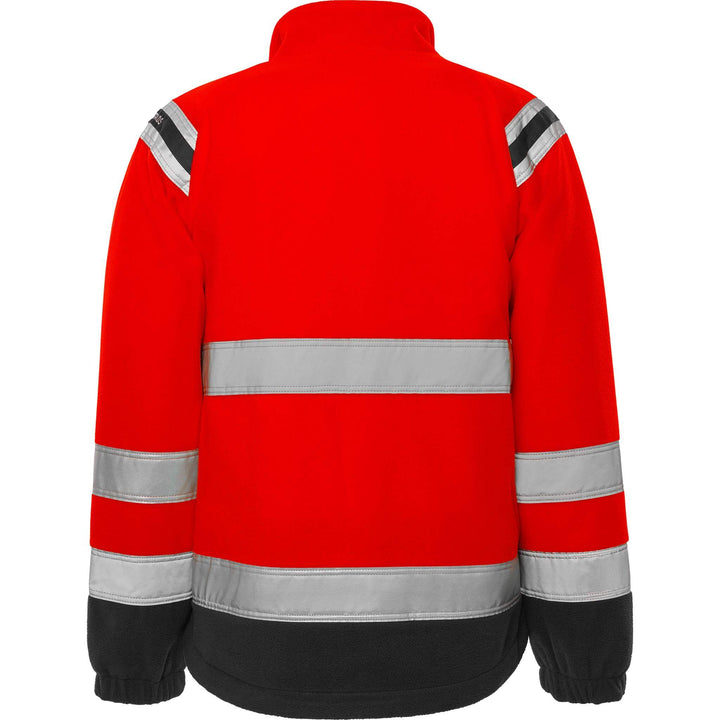 Fristads Hi-Vis Windproof Fleece Jacket Class 3 - 4041 FE Hi-Vis Red/Black Back1#colour_hi-vis-red-black