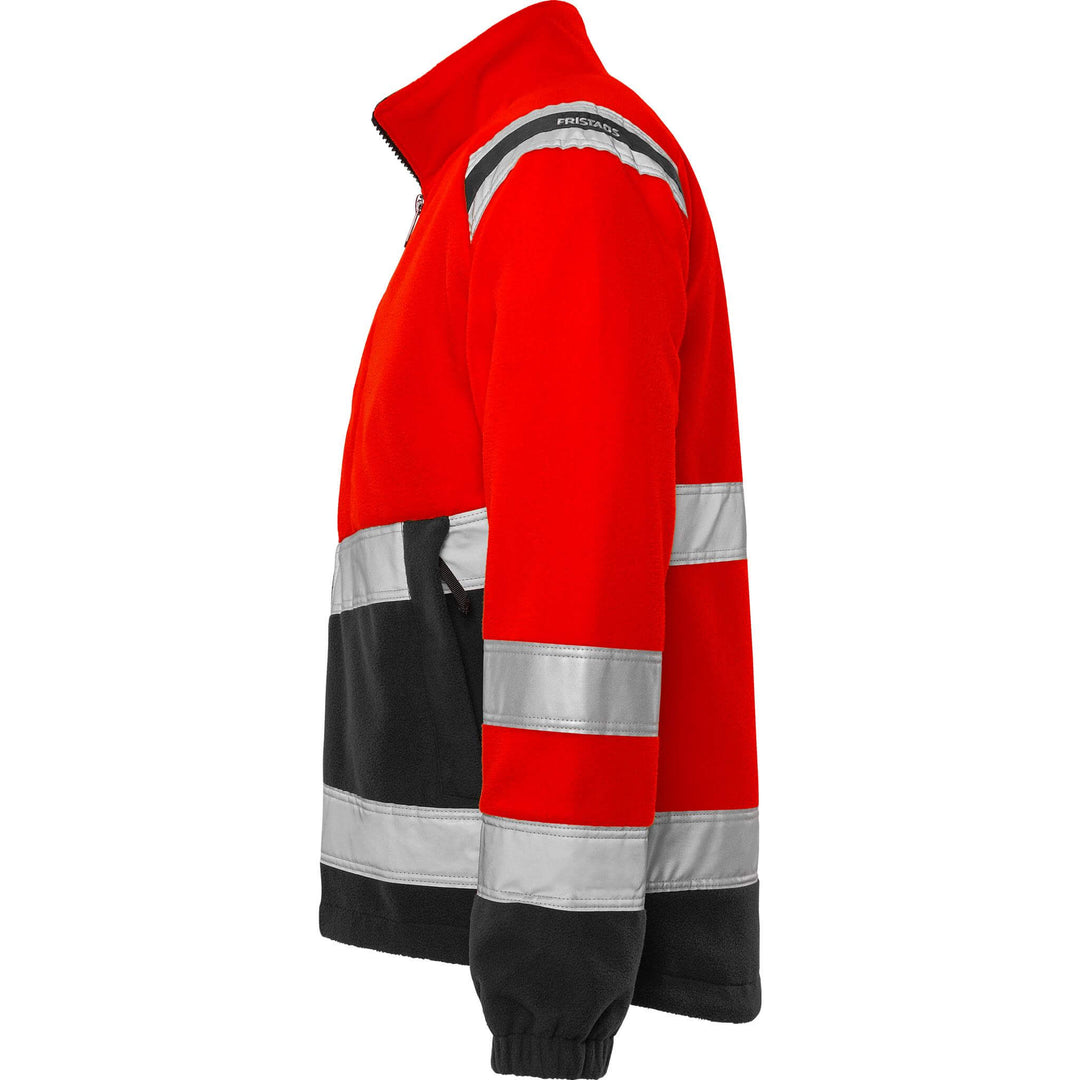 Fristads Hi-Vis Windproof Fleece Jacket Class 3 - 4041 FE Hi-Vis Red/Black Back2#colour_hi-vis-red-black