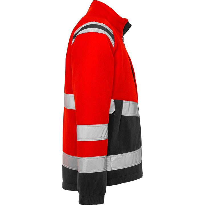 Fristads Hi-Vis Windproof Fleece Jacket Class 3 - 4041 FE Hi-Vis Red/Black Back3#colour_hi-vis-red-black