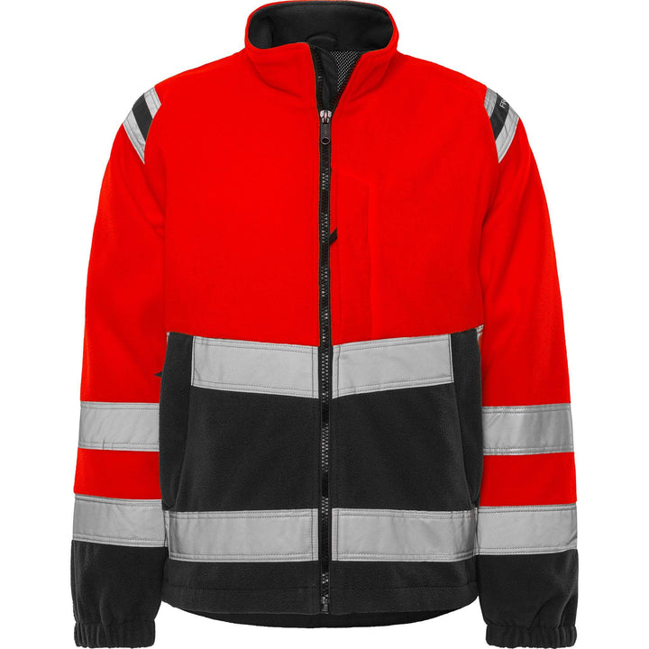 Fristads Hi-Vis Windproof Fleece Jacket Class 3 - 4041 FE Hi-Vis Red/Black Front1#colour_hi-vis-red-black