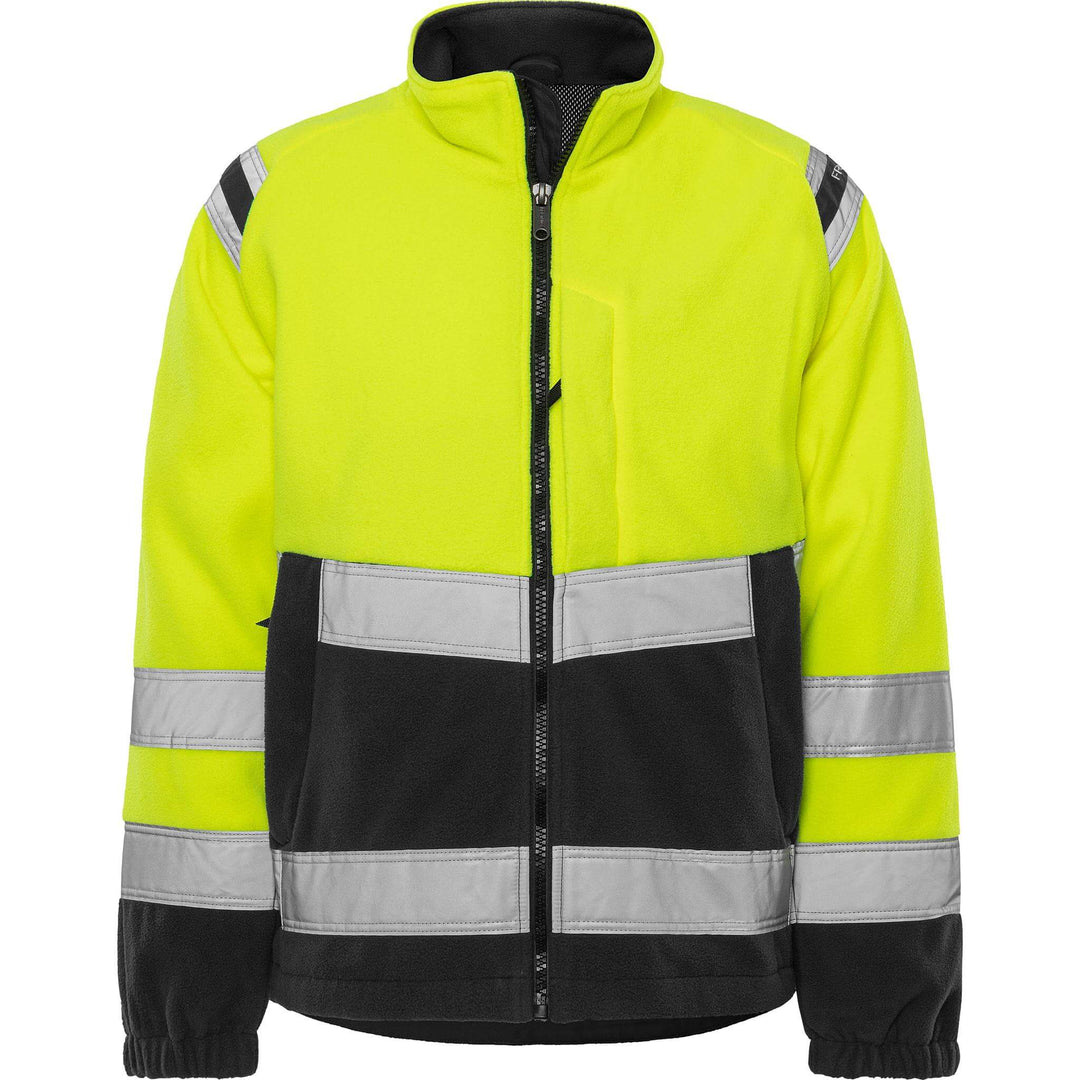 Fristads Hi-Vis Windproof Fleece Jacket Class 3 - 4041 FE Hi-Vis Yellow/Black Front1#colour_hi-vis-yellow-black