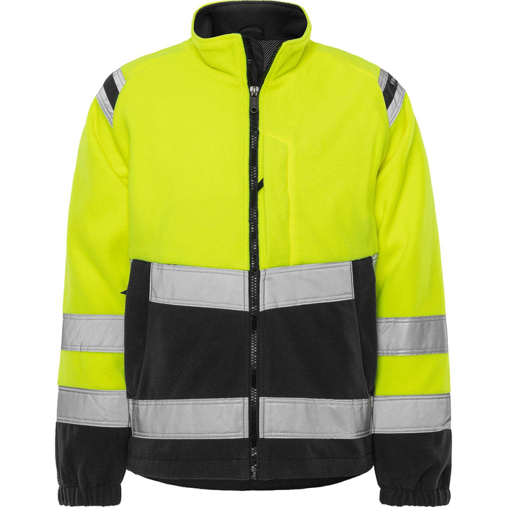 Fristads Hi-Vis Windproof Fleece Jacket Class 3 - 4041 FE Hi-Vis Yellow/Black Front1#colour_hi-vis-yellow-black