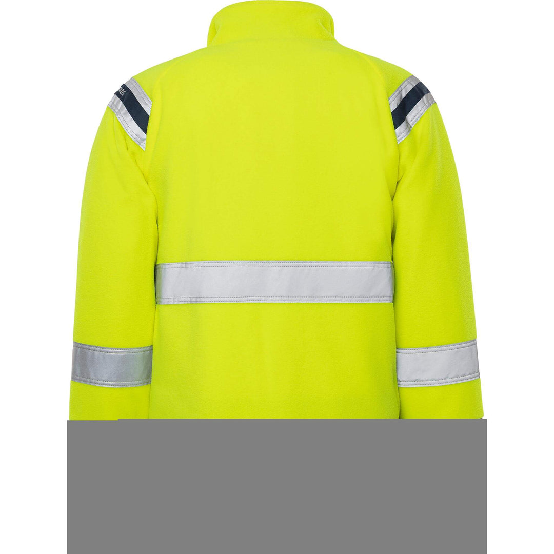 Fristads Hi-Vis Windproof Fleece Jacket Class 3 - 4041 FE Hi-Vis Yellow/Navy Back1#colour_hi-vis-yellow-navy