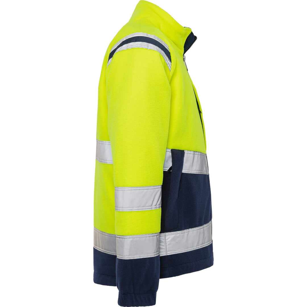 Fristads Hi-Vis Windproof Fleece Jacket Class 3 - 4041 FE Hi-Vis Yellow/Navy Back3#colour_hi-vis-yellow-navy