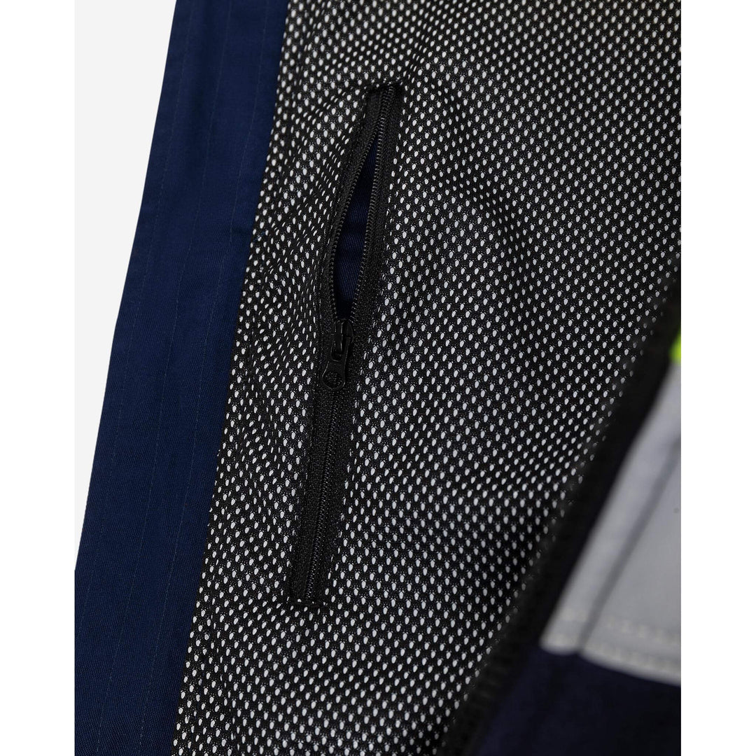 Fristads Hi-Vis Windproof Fleece Jacket Class 3 - 4041 FE Hi-Vis Yellow/Navy Detail2#colour_hi-vis-yellow-navy