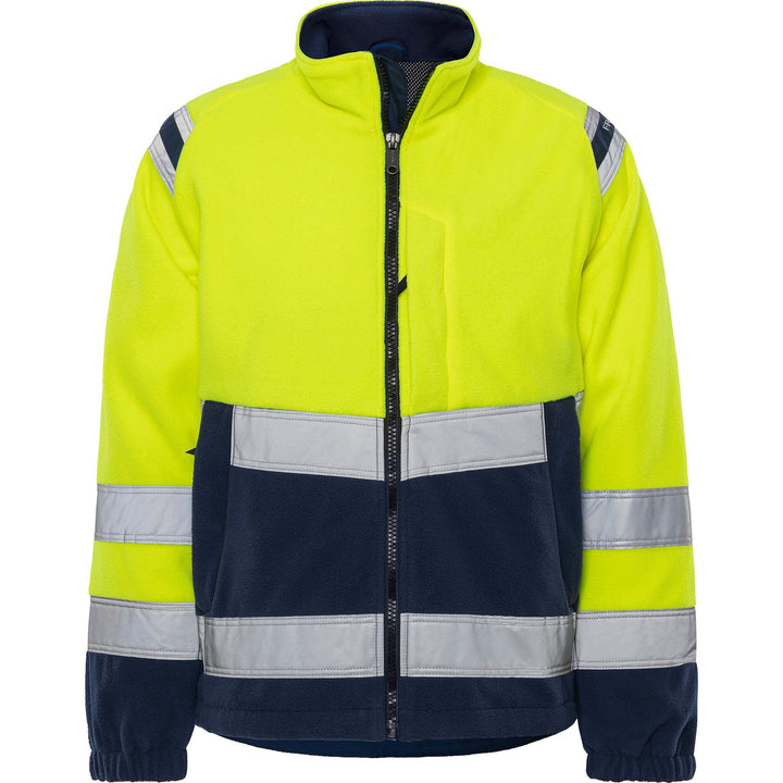 Fristads Hi-Vis Windproof Fleece Jacket Class 3 - 4041 FE Hi-Vis Yellow/Navy Front1#colour_hi-vis-yellow-navy